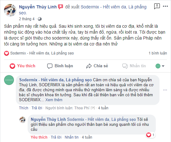 Phản hồi của khách hàng đã sử dụng SODEMIX cho viêm da cơ địa 4